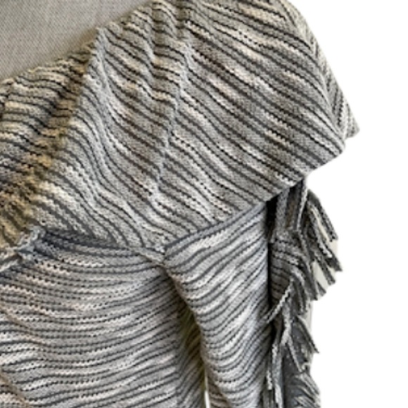 MISA LOS ANGELES GRAY ONE SHOULDER RUFFLE FRINGE TOP SIZE M - Picture 5 of 6